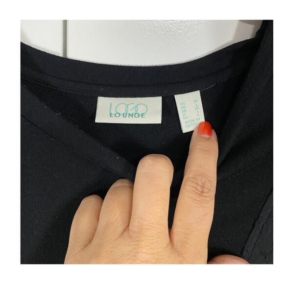 LOGO Lounge Black Short Sleeve Tunic T-Shirt Top Mixed Media Medium - Picture 3 of 8